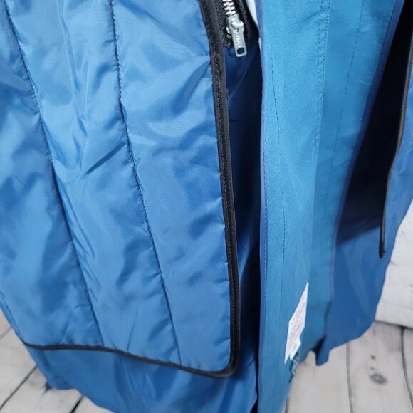 VTG London Fog Maincoats Blue Belt Thinsulate Zip Liner Overcoat Trench USA 14R - Picture 15 of 16
